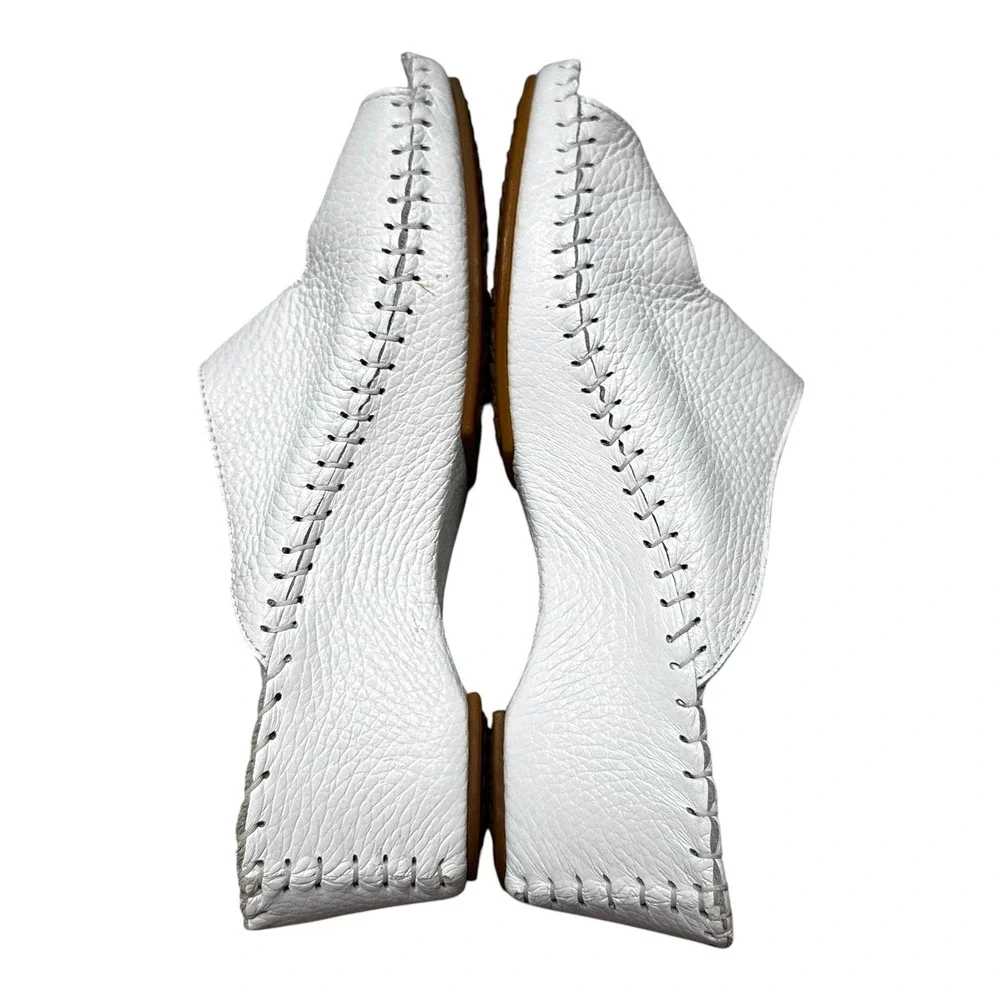 La Plume Jen White Leather Wedge Comfort Slide Sandals EUC Women's US 7.5 EU 38
